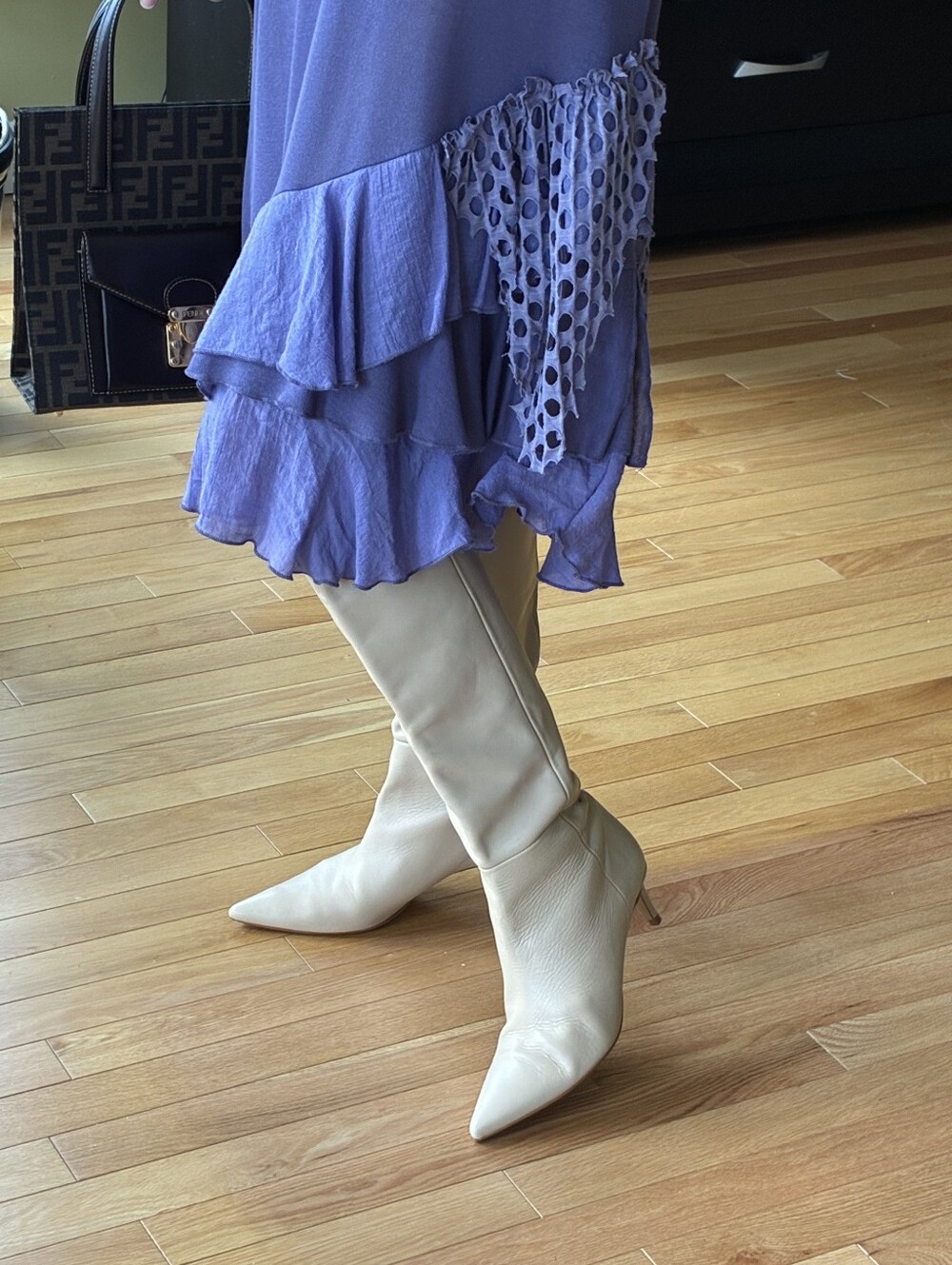 Zara Deep Cream Genuine Leather Knee High Boots Size 39